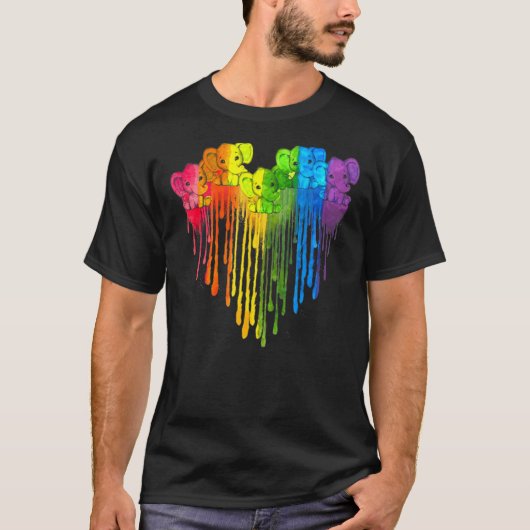 Elephants Dripping Heart Lgbt T-shirt (Voorkant)