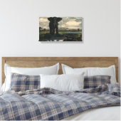 Elephants en een panter in de Indische woestijn Canvas Afdruk (Insitu (Slaapkamer))
