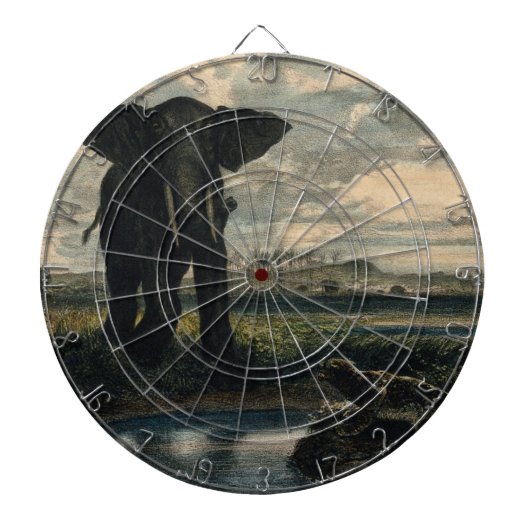 Elephants en een panter in de Indische woestijn Dartbord (Voorkant)