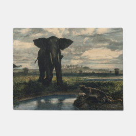 Elephants en een panter in de Indische woestijn Deurmat