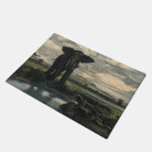 Elephants en een panter in de Indische woestijn Deurmat (Schuin)