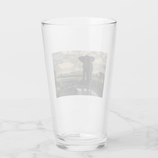 Elephants en een panter in de Indische woestijn Glas (Achterkant)