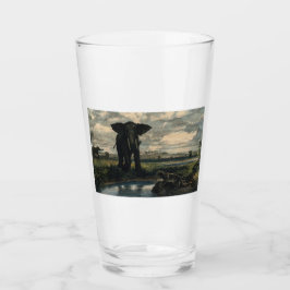 Elephants en een panter in de Indische woestijn Glas