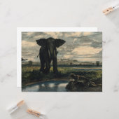 Elephants en een panter in de Indische woestijn Kaart (Voorkant / Achterkant in situ)