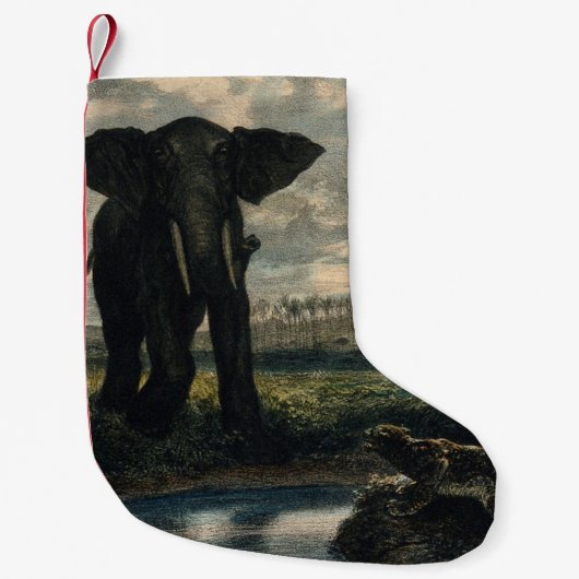 Elephants en een panter in de Indische woestijn Kleine Kerstsok (Voorkant)