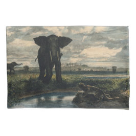 Elephants en een panter in de Indische woestijn Kussensloop