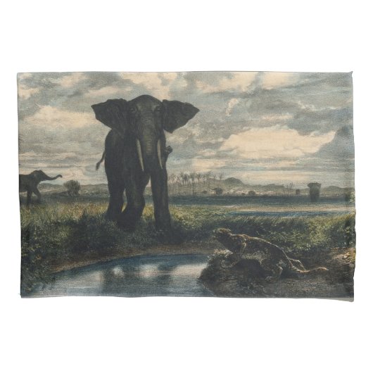 Elephants en een panter in de Indische woestijn Kussensloop (Voorkant-Links)