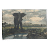 Elephants en een panter in de Indische woestijn Kussensloop (Voorkant-Rechts)