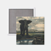 Elephants en een panter in de Indische woestijn Magneet (Voorkant / Achterkant)