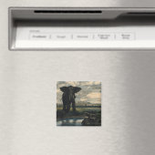 Elephants en een panter in de Indische woestijn Magneet (Insitu (Vaatwasser))