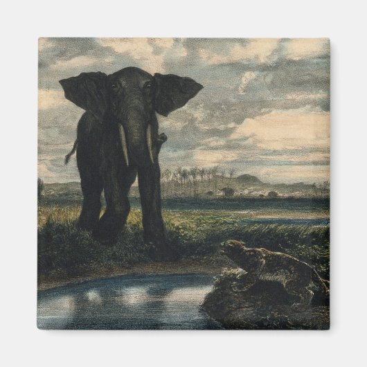 Elephants en een panter in de Indische woestijn Magneet (Voorkant)