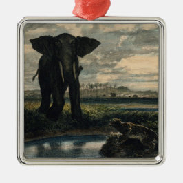 Elephants en een panter in de Indische woestijn Metalen Ornament