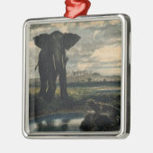 Elephants en een panter in de Indische woestijn Metalen Ornament (Links)