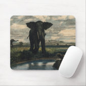 Elephants en een panter in de Indische woestijn Muismat (Met muis)