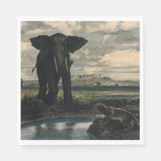 Elephants en een panter in de Indische woestijn Servet (Voorkant)