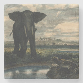 Elephants en een panter in de Indische woestijn Stenen Onderzetter