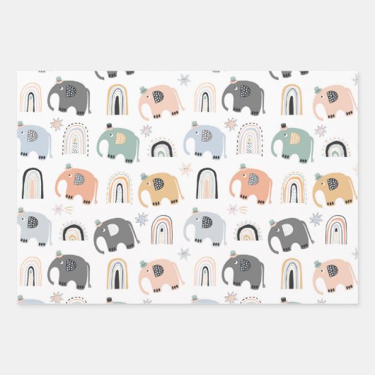 Elephants en Rainbows-papierverzameling Inpakpapier Vel (Voorkant)