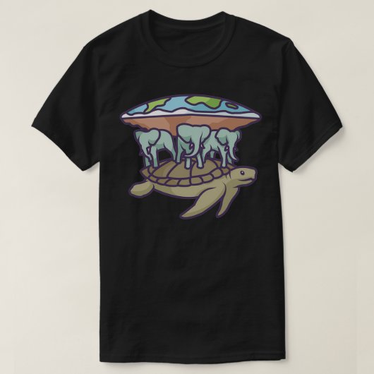Elephants en Turtle Holding Flat Earth T-shirt (Design voorkant)