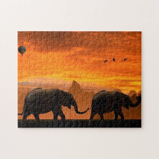 Elephants Family Jigzaag Puzzle Legpuzzel (Horizontaal)
