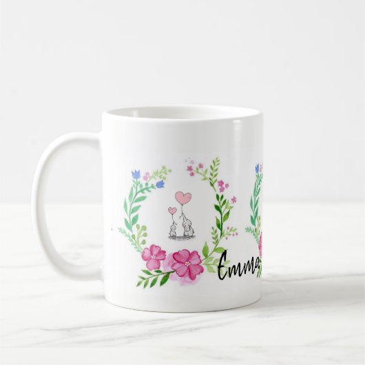 Elephants Floral Mok (Links)