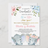 Elephants gender onthullen uitnodiging, Spaans. Kaart (Voorkant)