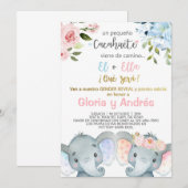 Elephants gender onthullen uitnodiging, Spaans. Kaart (Voorkant / Achterkant)