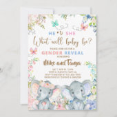 Elephants gender onthult de uitnodiging, roze blau kaart (Voorkant)