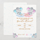 Elephant's Gender Reveal Invitation Kaart (Voorkant / Achterkant)