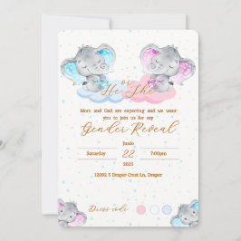 Elephant's Gender Reveal Invitation Kaart