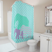 Elephants, gepatenteerd op Polka Dots Douchegordijn (In situ)