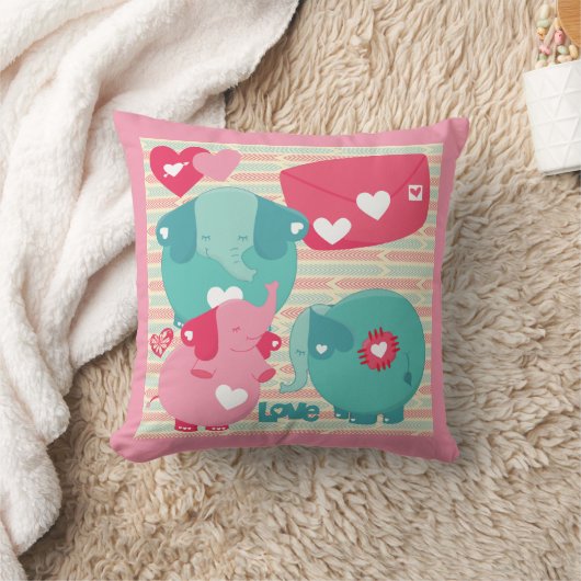 Elephants Gepersonaliseerd Valentijn Pillow Kussen (Deken)