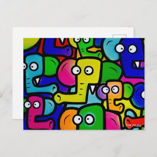 ELEPHANTS GRAFFITI Briefkaart Ver.2 (Voorkant / Achterkant)