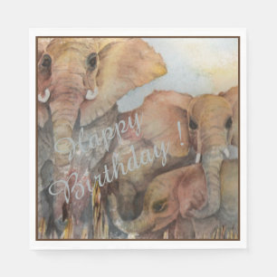 Elephants Happy 3rd Birthday Party Celebration Servet