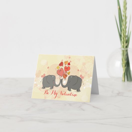 Elephants in liefde voor rode Valentijnse harten Feestdagen Kaart (Voorkant)