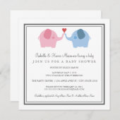 Elephants in Love Baby shower Invitation Kaart (Voorkant / Achterkant)