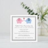 Elephants in Love Baby shower Invitation Kaart (Staand voorkant)