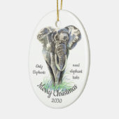 Elephants met aangepaste kerstmis hebben alleen Tu Keramisch Ornament (Links)