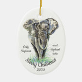 Elephants met aangepaste kerstmis hebben alleen Tu Keramisch Ornament (Voorkant)