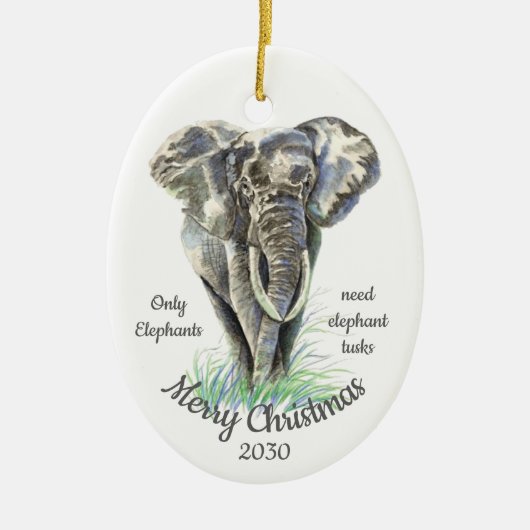 Elephants met aangepaste kerstmis hebben alleen Tu Keramisch Ornament (Voorkant)