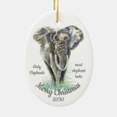 Elephants met aangepaste kerstmis hebben alleen Tu Keramisch Ornament (Achterkant)