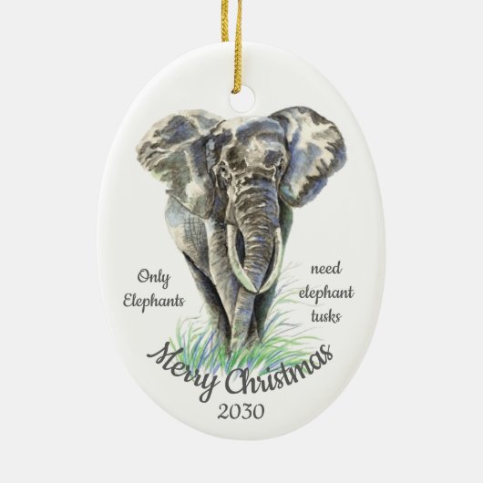 Elephants met aangepaste kerstmis hebben alleen Tu Keramisch Ornament (Achterkant)
