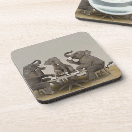 Elephants met theefeestje bier onderzetter (Linkerzijde)