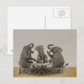 Elephants met theefeestje briefkaart (Voorkant / Achterkant)