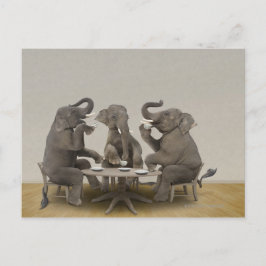 Elephants met theefeestje briefkaart