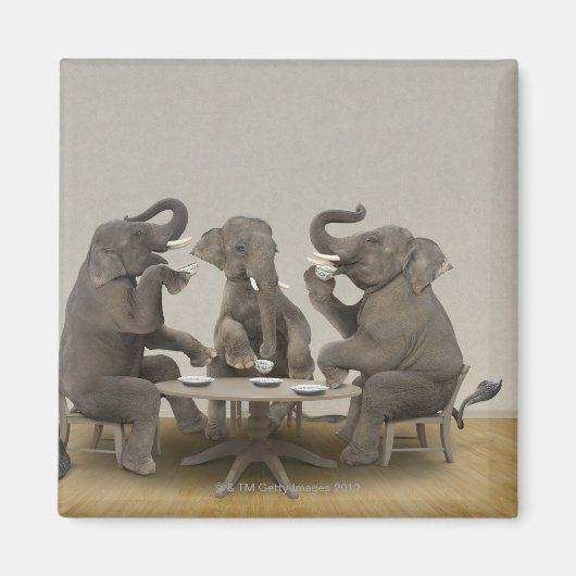 Elephants met theefeestje magneet (Voorkant)