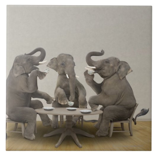 Elephants met theefeestje tegeltje (Voorkant)