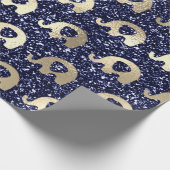 Elephants Metallic Glitter Gold Blue Navy Baby Boy Cadeaupapier (Hoek)