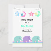 Elephants Moon and Stars Baby shower Invitation Kaart (Voorkant)