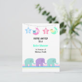 Elephants Moon and Stars Baby shower Invitation Kaart (Staand voorkant)