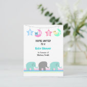 Elephants Moon and Stars Baby shower Invitation Kaart (Staand voorkant)